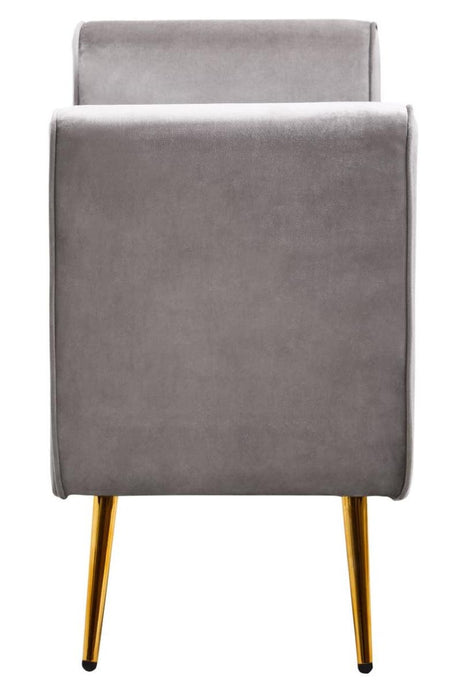 Loretta Grey Velvet Storage Bench With Gold Finish Legs