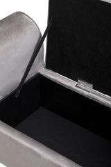 Loretta Grey Velvet Storage Bench With Gold Finish Legs