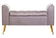 Loretta Mink Velvet Storage Bench With Gold Finish Legs