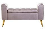 Loretta Mink Velvet Storage Bench With Gold Finish Legs
