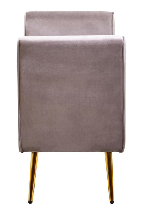 Loretta Mink Velvet Storage Bench With Gold Finish Legs