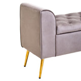 Loretta Mink Velvet Storage Bench With Gold Finish Legs