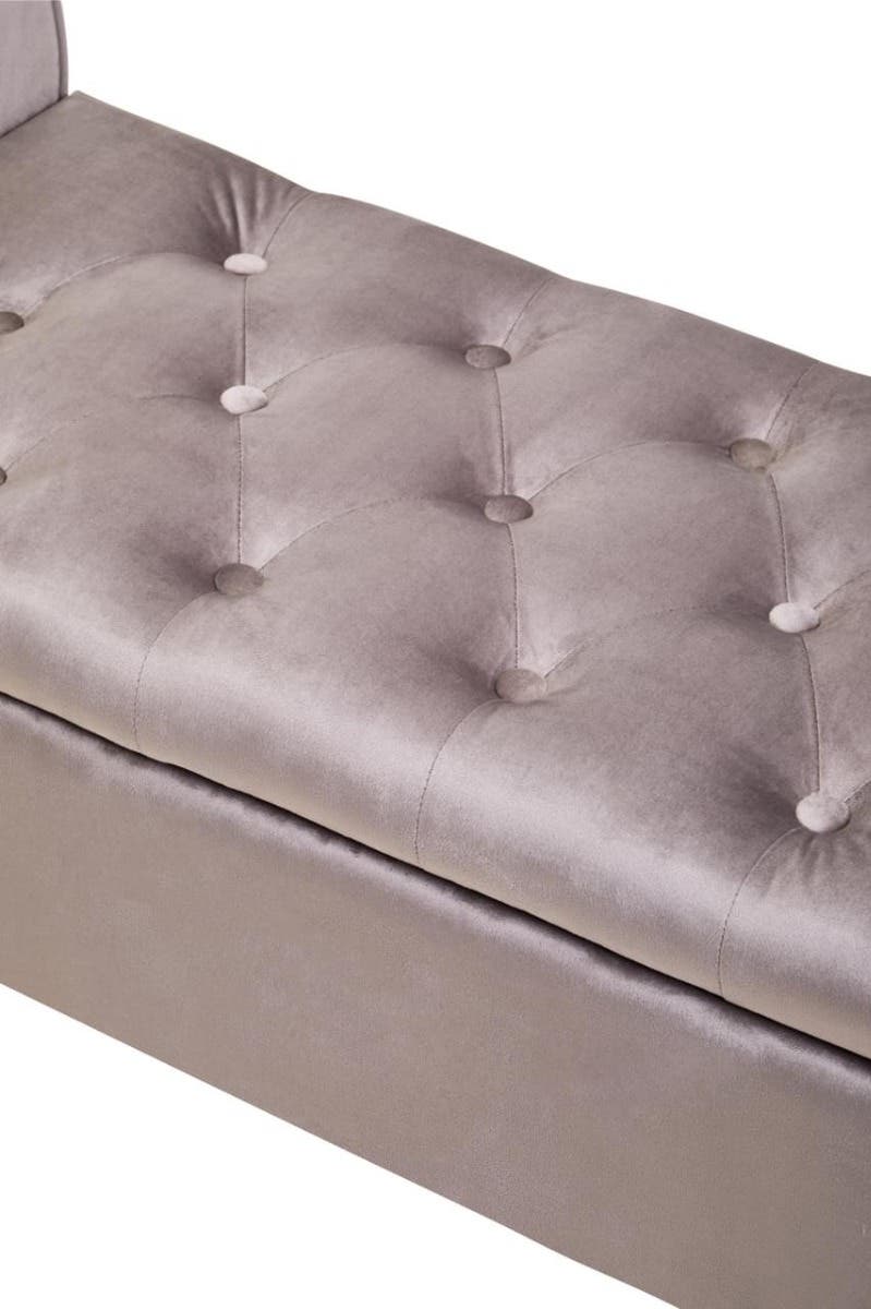 Loretta Mink Velvet Storage Bench With Gold Finish Legs