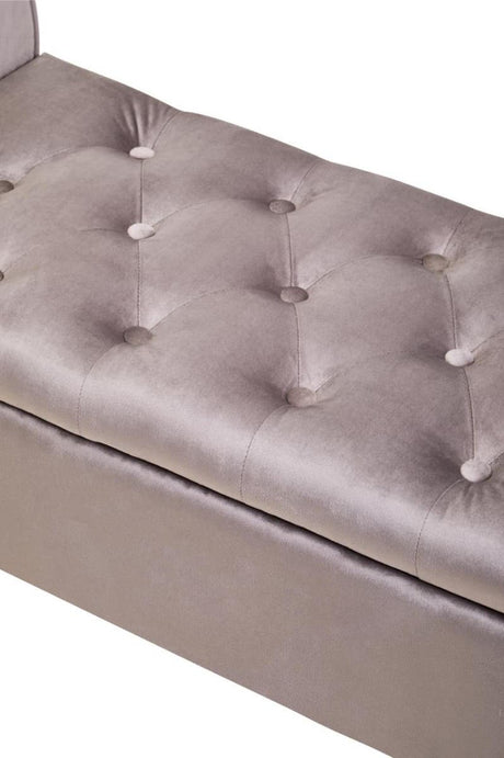 Loretta Mink Velvet Storage Bench With Gold Finish Legs