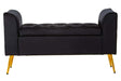 Loretta Black Velvet Storage Bench With Gold Finish Legs