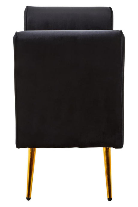 Loretta Black Velvet Storage Bench With Gold Finish Legs