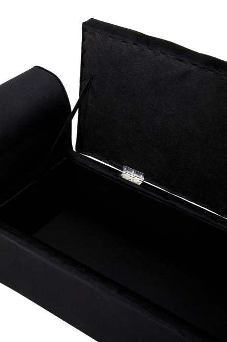 Loretta Black Velvet Storage Bench With Gold Finish Legs