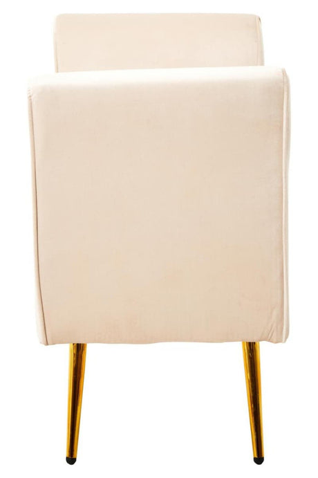 Loretta stone velvet storage bench with gold finish iron legs
