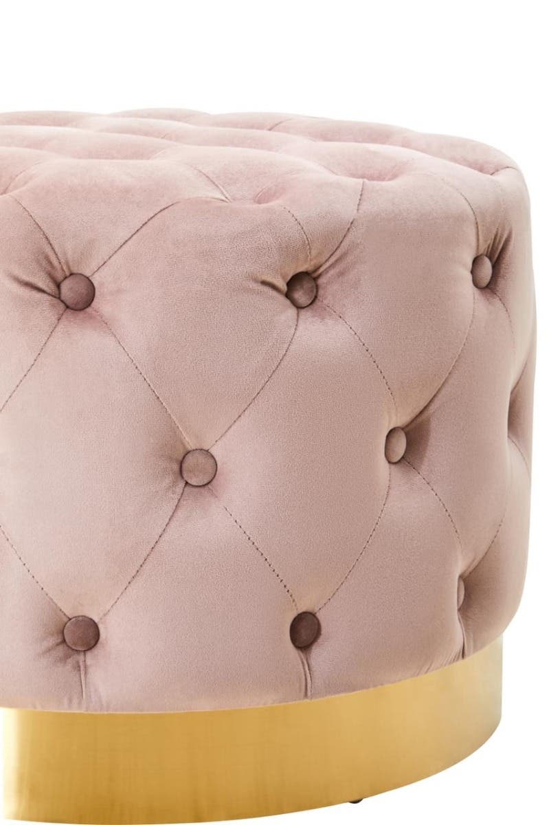 Loretta Dusky Pink Velvet Stool With Matte Gold Finish Base