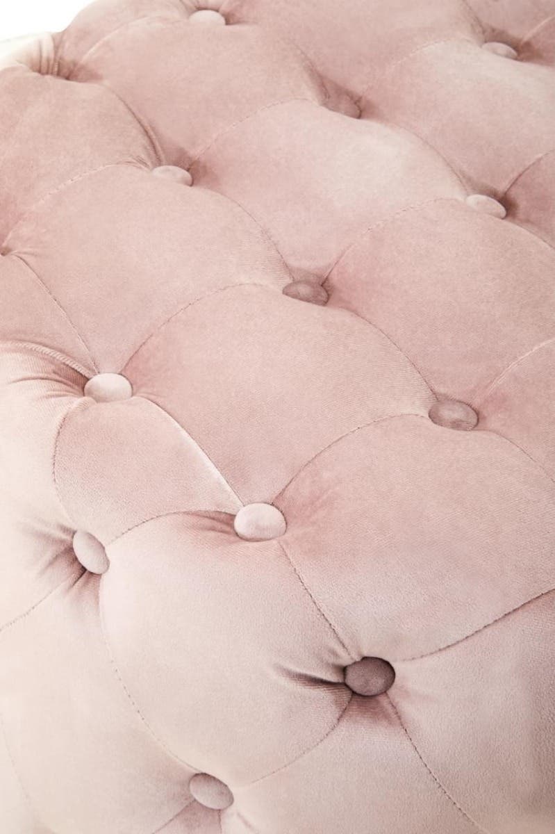 Loretta Dusky Pink Velvet Stool With Matte Gold Finish Base