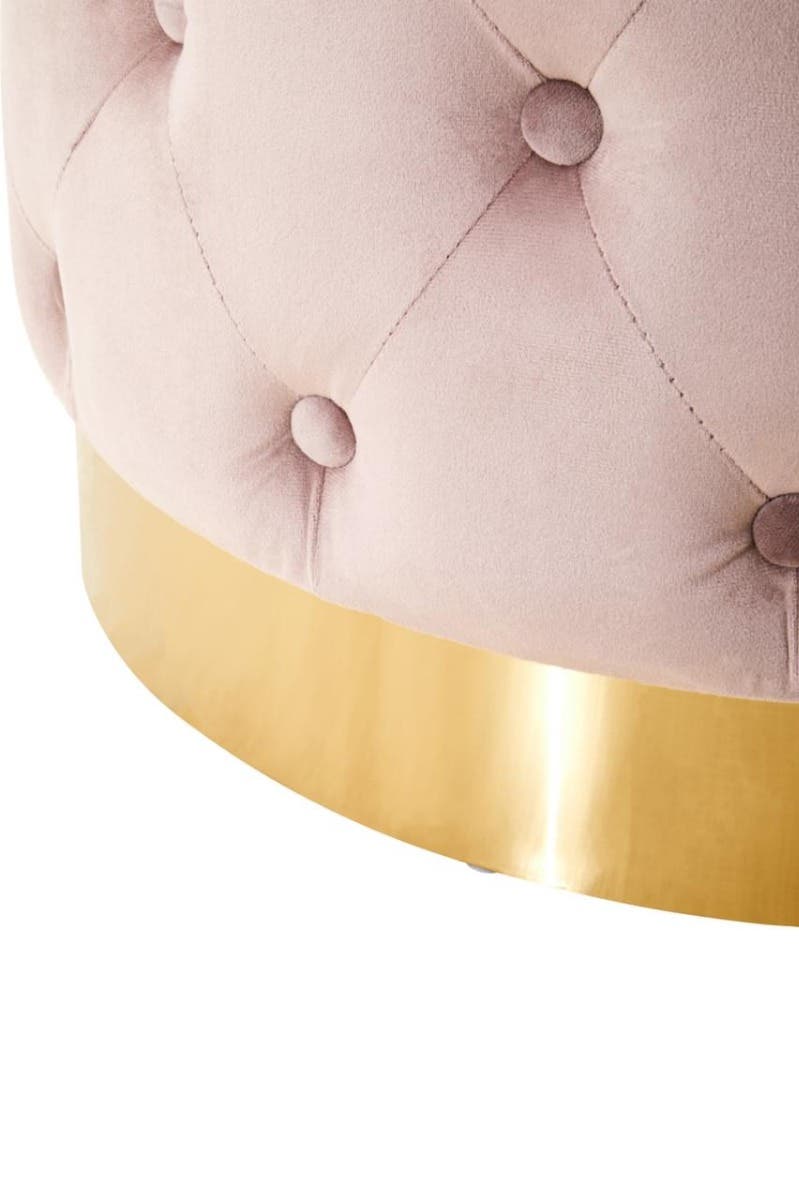 Loretta Dusky Pink Velvet Stool With Matte Gold Finish Base