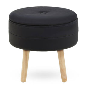 Ivy Black Velvet Stool