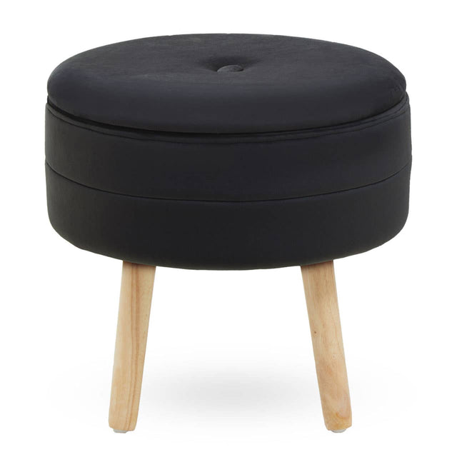Ivy Black Velvet Stool
