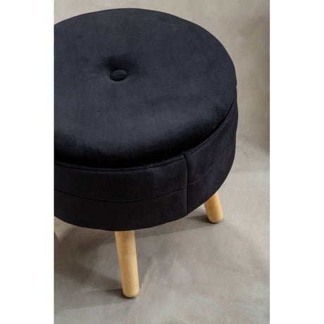Ivy Black Velvet Stool