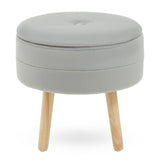 Ivy Grey Velvet Stool