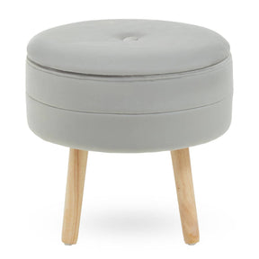 Ivy Grey Velvet Stool