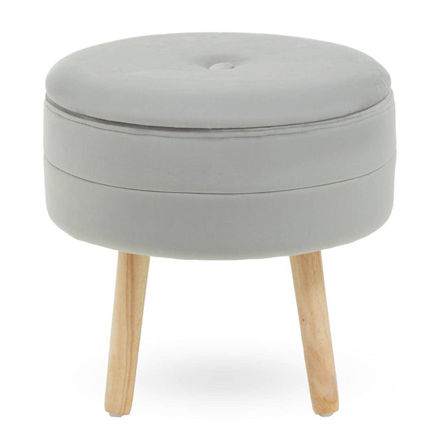 Ivy Grey Velvet Stool