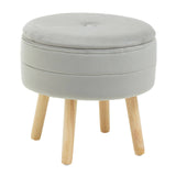 Ivy Grey Velvet Stool