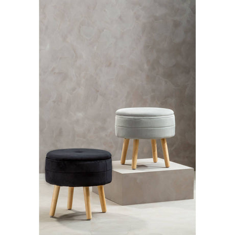 Ivy Grey Velvet Stool