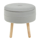 Ivy Grey Velvet Stool