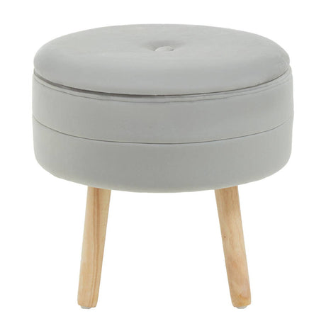 Ivy Grey Velvet Stool