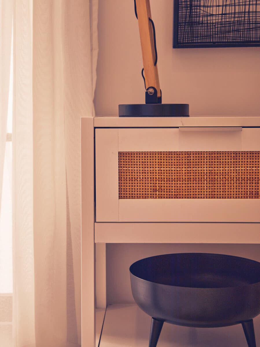 Sherman White Wood Side Table