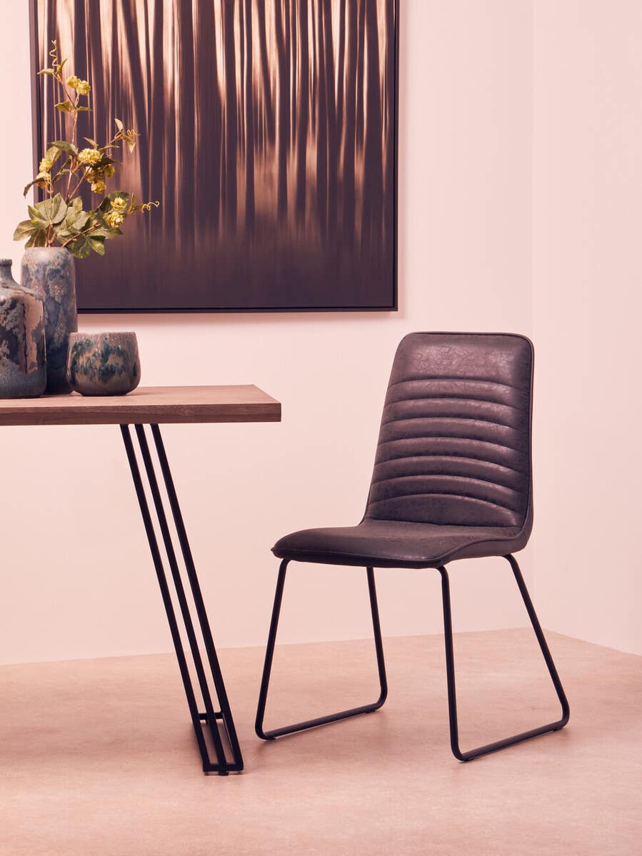 New Foundry Black Leather Effect Chair