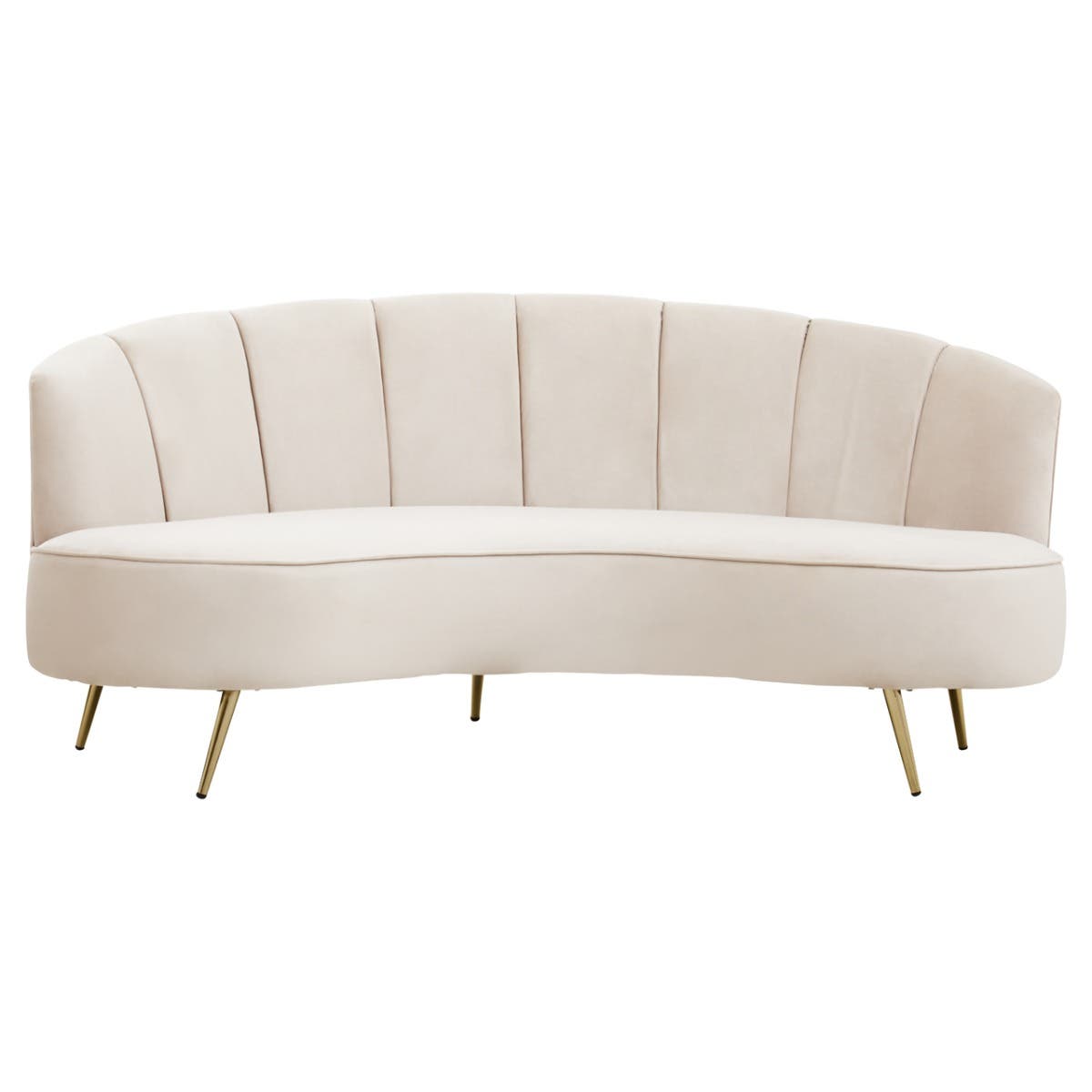 Hasna Three Seat Beige Velvet Sofa