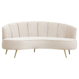 Hasna Three Seat Beige Velvet Sofa