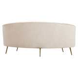 Hasna Three Seat Beige Velvet Sofa