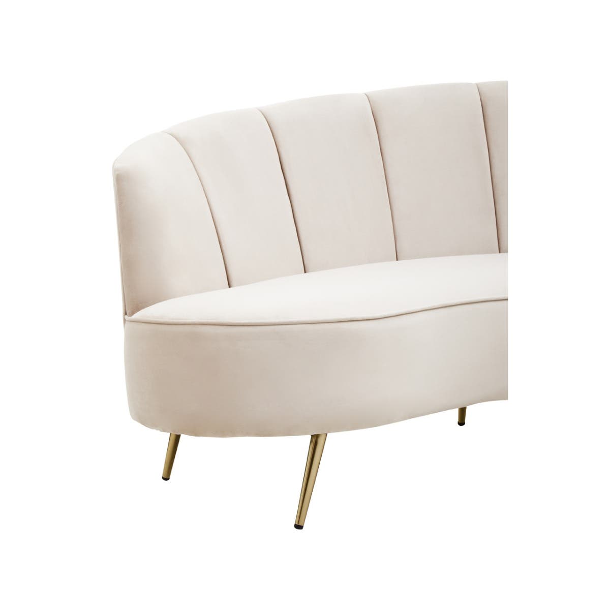 Hasna Three Seat Beige Velvet Sofa