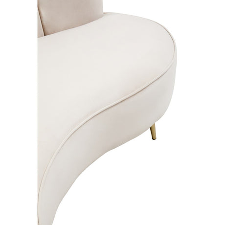 Hasna Three Seat Beige Velvet Sofa