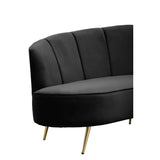 Hasna Three Seat Black Velvet Sofa