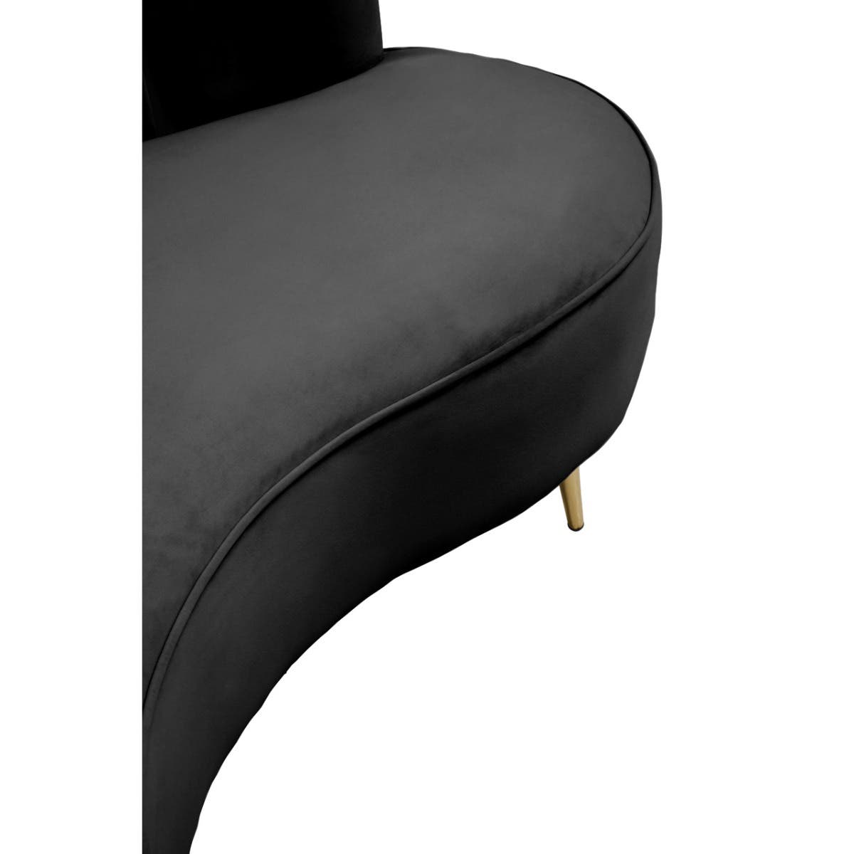 Hasna Three Seat Black Velvet Sofa