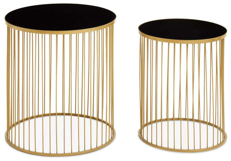 Avento Set Of Two Black And Gold Side Tables