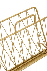 Avento Gold Finish Two Pocket Magazine Rack