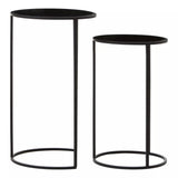 Avento Set Of Two Round Black Plant Stands