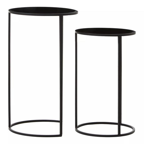 Avento Set Of Two Round Black Plant Stands
