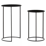 Avento Set Of Two Round Black Plant Stands