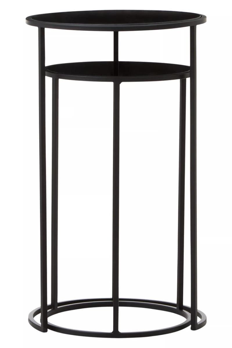 Avento Set Of Two Round Black Plant Stands