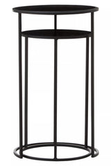 Avento Set Of Two Round Black Plant Stands