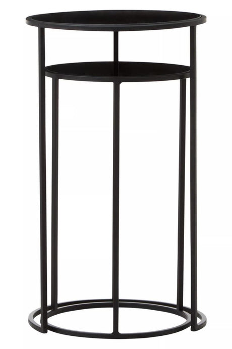 Avento Set Of Two Round Black Plant Stands