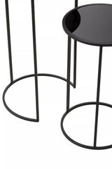 Avento Set Of Two Round Black Plant Stands