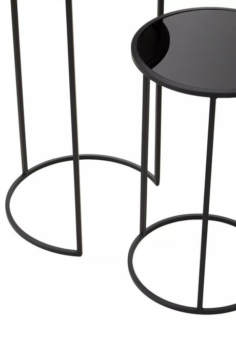 Avento Set Of Two Round Black Plant Stands