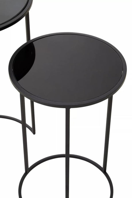 Avento Set Of Two Round Black Plant Stands
