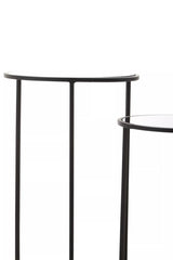 Avento Set Of Two Round Black Plant Stands