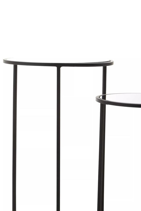 Avento Set Of Two Round Black Plant Stands