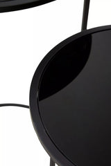 Avento Set Of Two Round Black Plant Stands