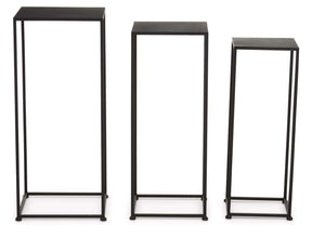 Avento Set Of Three Square Black Plant Stands