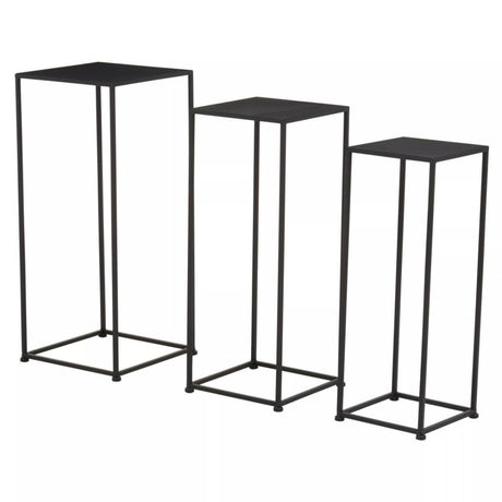 Avento Set Of Three Square Black Plant Stands